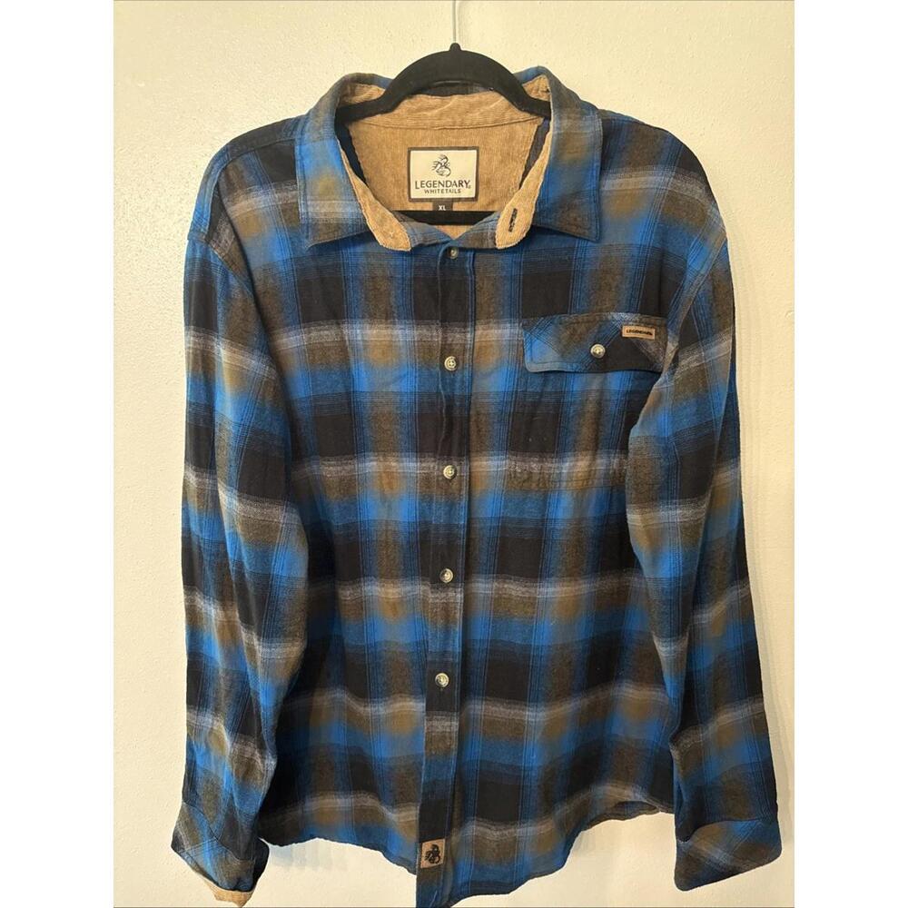 Legendary Whitetails Buck Camp Flannel Button Up Corduroy Shirt Men's XL  D13-26